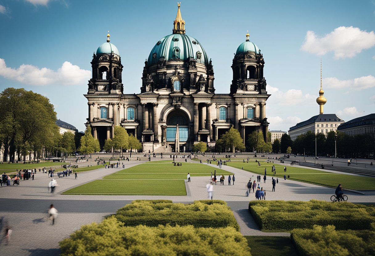 Der Berliner Dom steht hoch über dem Lustgarten im historischen Berlin, Deutschland