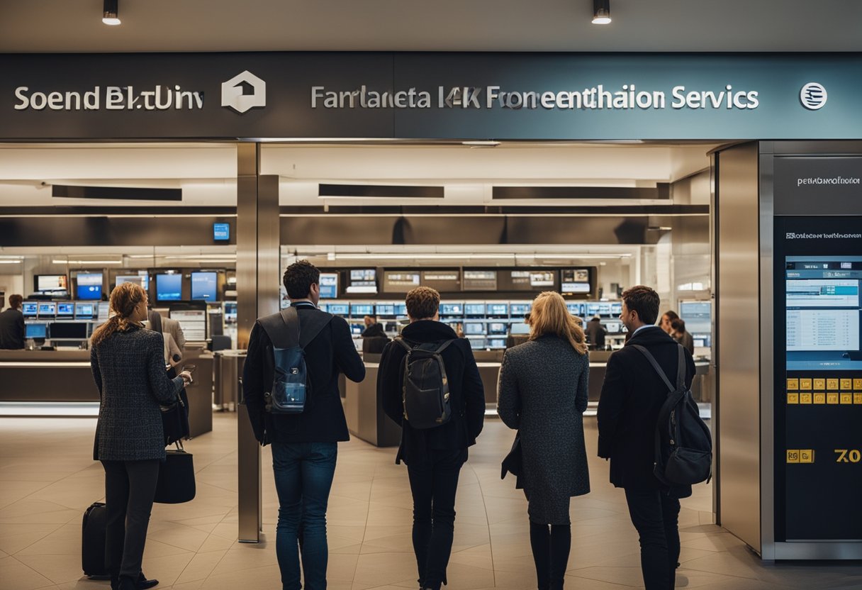 Expats und Ausländer besuchen Banken in Berlin, Deutschland, für Finanzdienstleistungen