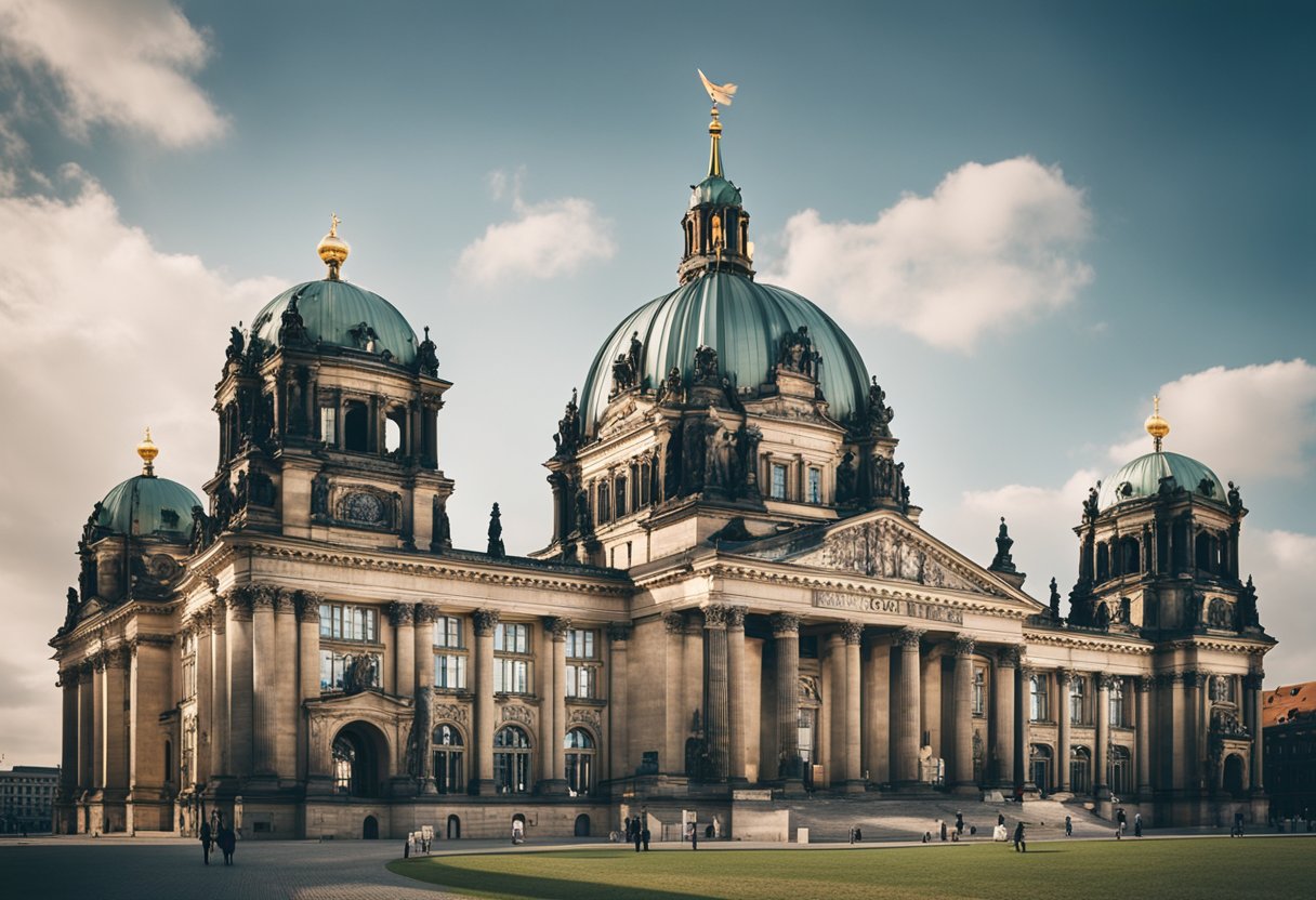 Das Berliner Rathaus in Deutschland ist mit seiner großartigen Architektur und den hoch aufragenden Türmen ein Symbol von historischer Bedeutung. Das Gebäude strahlt Macht und Bedeutung aus, mit komplizierten Details und einer beeindruckenden Präsenz