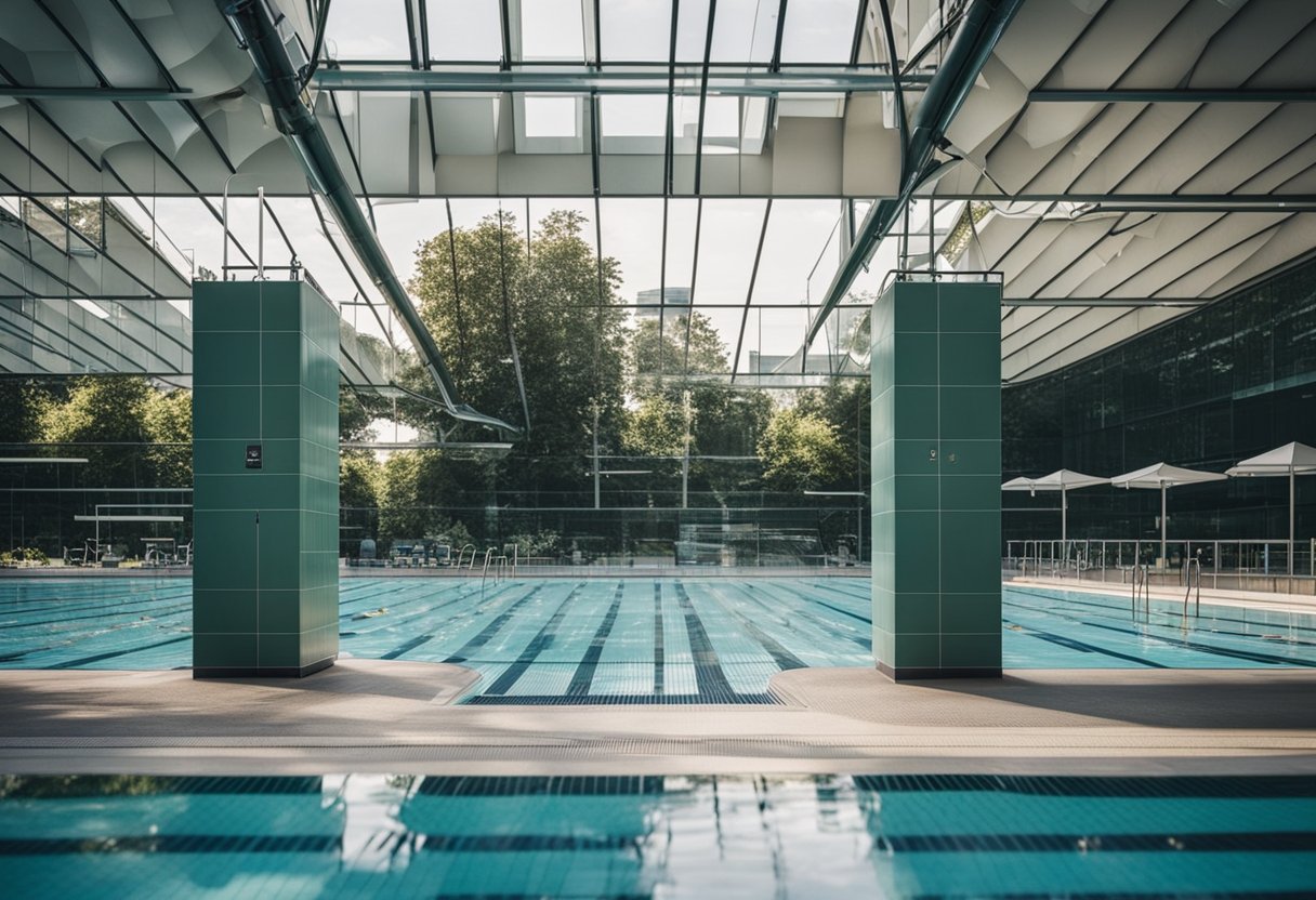 Verschiedene Bezirksschwimmbäder in Berlin, Deutschland, mit unterschiedlichen Designs und Funktionen, die eine Reihe von Freizeitaktivitäten für Bewohner und Besucher bieten