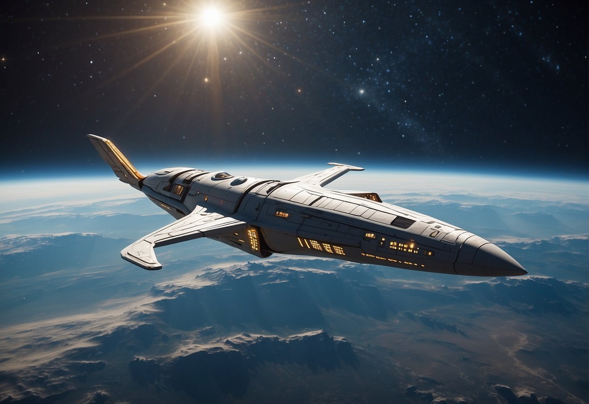 Space Tourism Marketing: A sleek spaceship glides through the starry expanse, with Earth as a distant backdrop. A banner reads "Space Tourism: Your Next Adventure Awaits!"