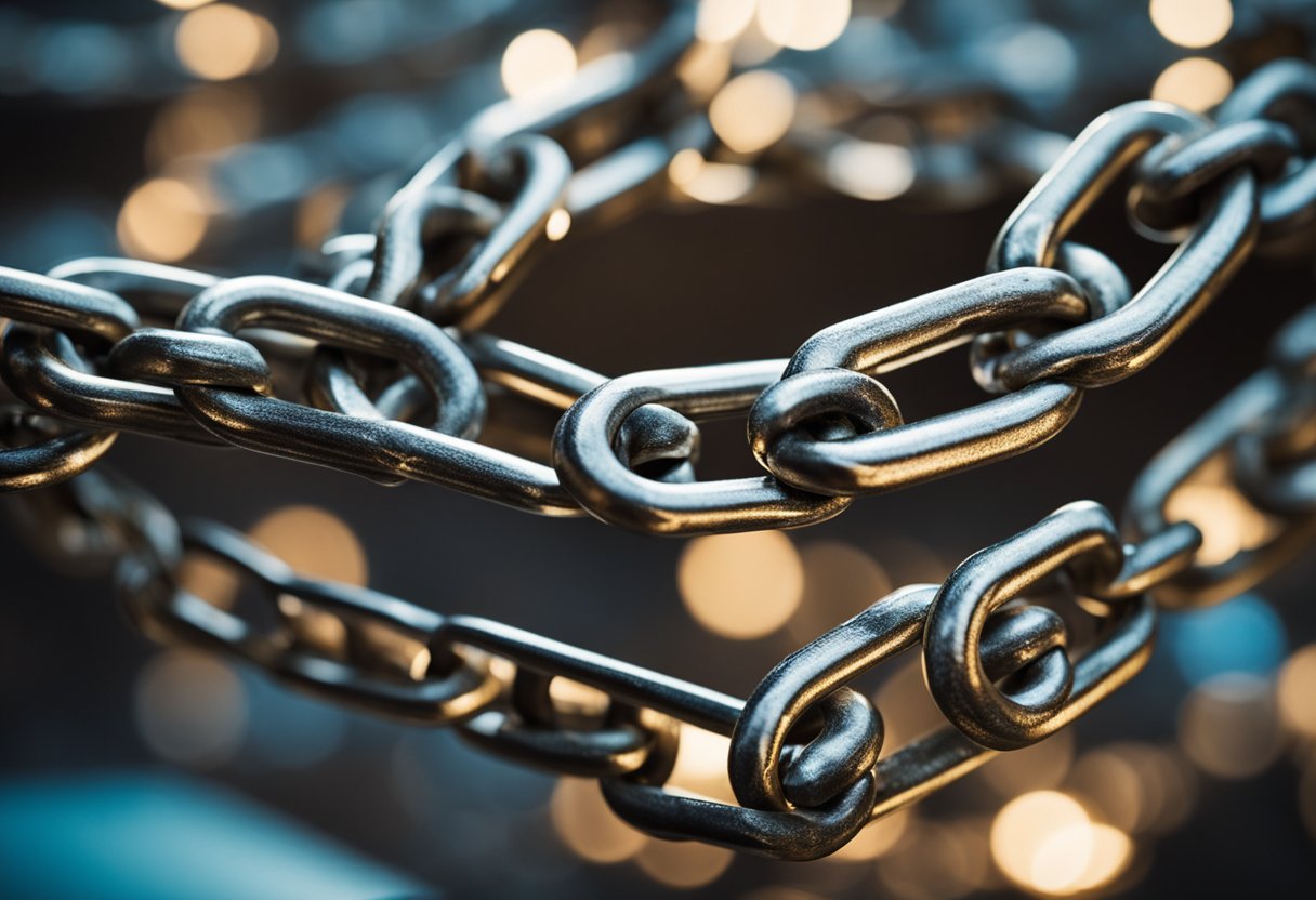 A pile of broken chains symbolizing the release of limiting beliefs about money