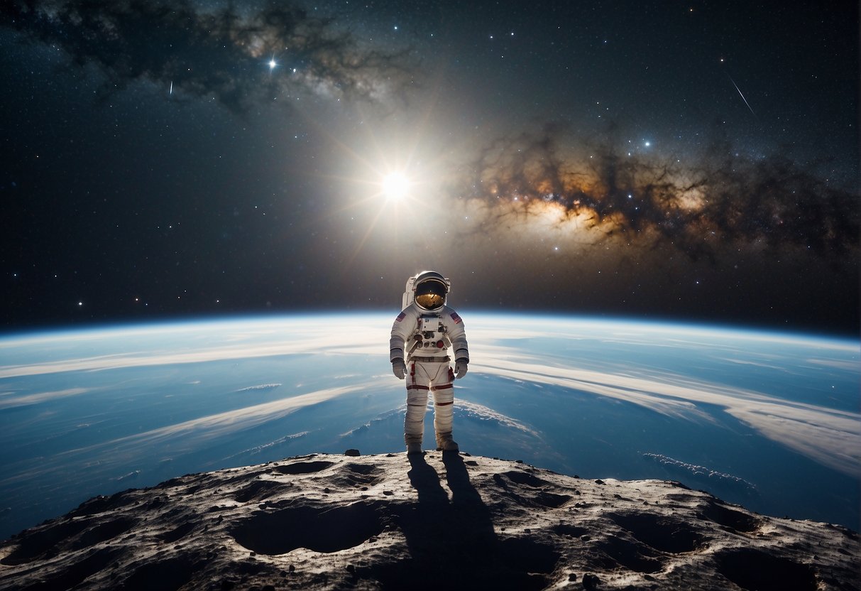 Amateur astronauts float in the vastness of space, surrounded by the awe-inspiring view of Earth and the stars