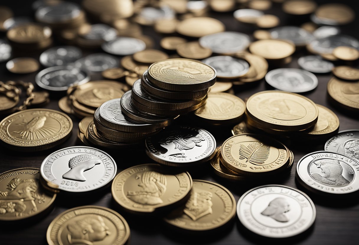 A stack of coins and dollar bills surrounded by chains breaking apart