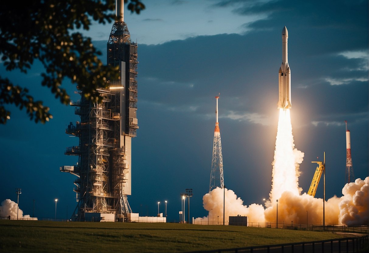 A rocket launches from a UK spaceport, surrounded by security measures and environmental protection protocols