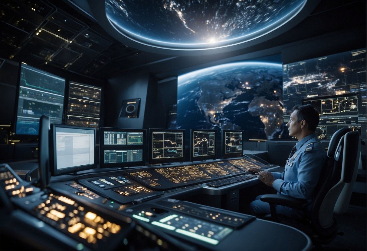 AI coordinates space traffic, guiding spacecraft and satellites. It analyzes data and makes real-time decisions, optimizing operations in the space industry