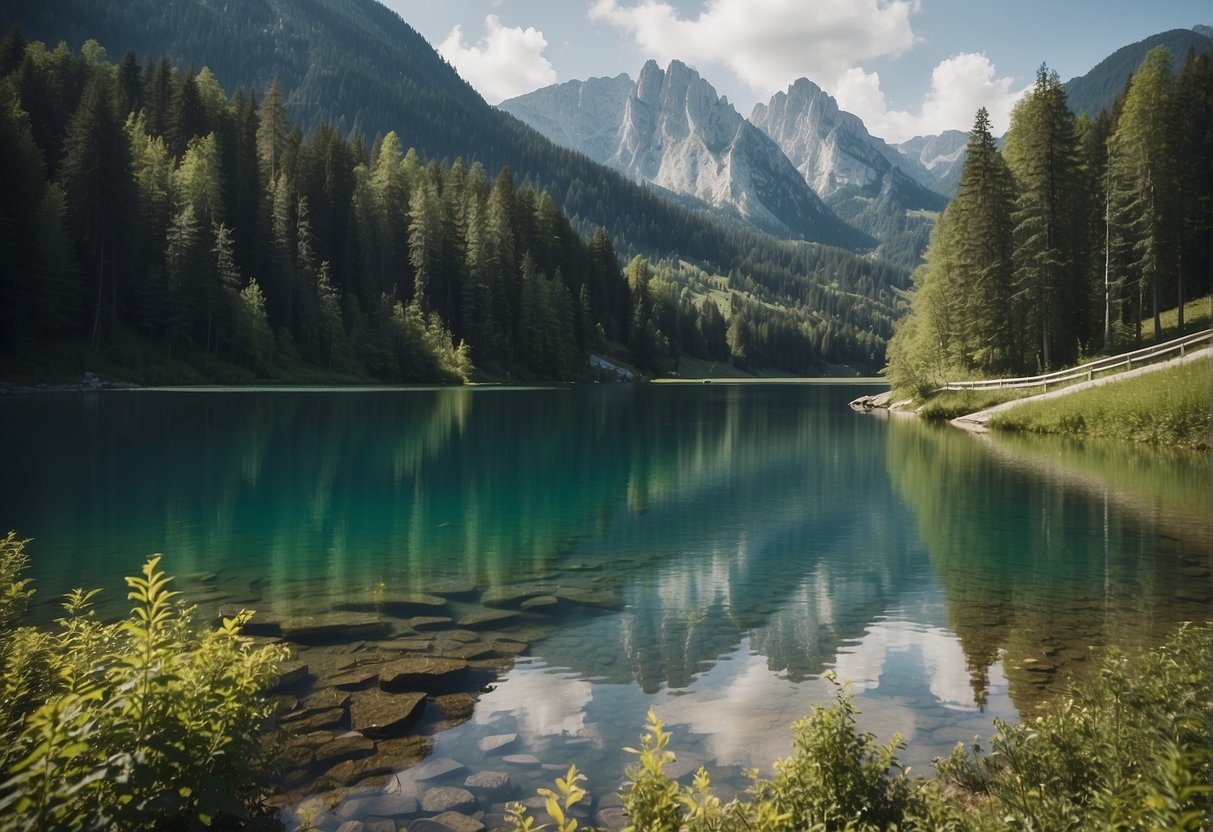 A serene lake surrounded by lush green mountains in the Schladming-Dachstein holiday region