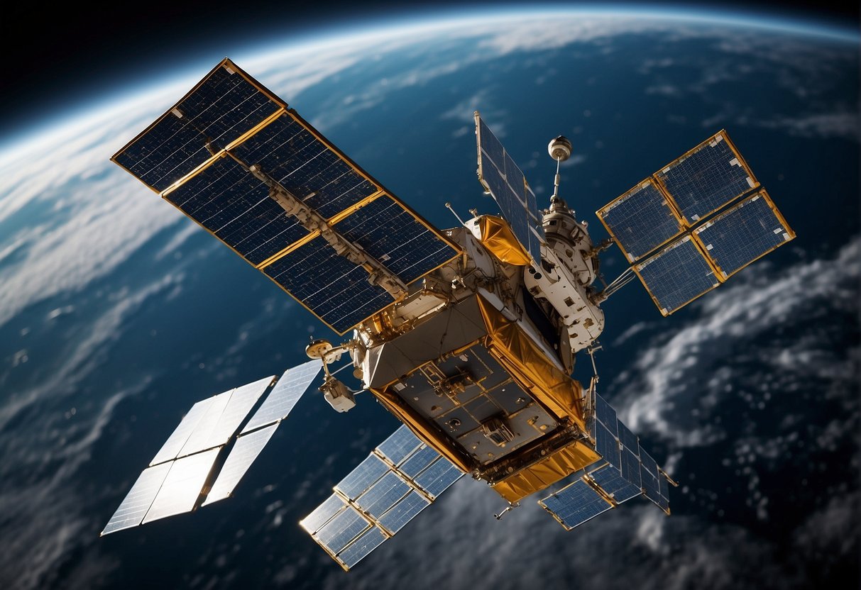 A satellite sends encrypted signals to Earth from outer space