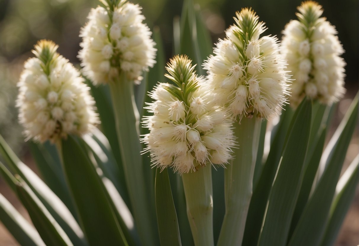 Yucca plants reproduce through pollination by yucca moths. The moths lay eggs in the yucca flowers, aiding in the plant's reproduction