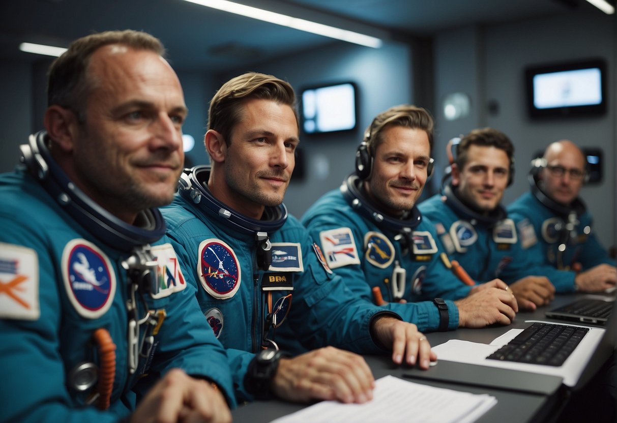 A group of British astronauts engage with diverse audiences, sharing their experiences and knowledge. They inspire and educate through presentations, workshops, and interactive demonstrations