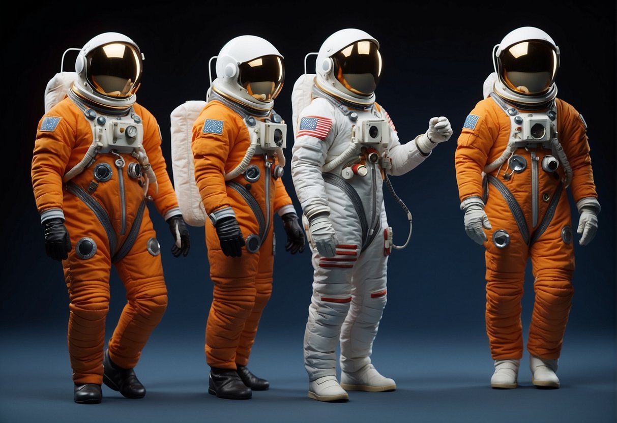 A timeline of space suits from Mercury to Mars, showing the progression of design and technology