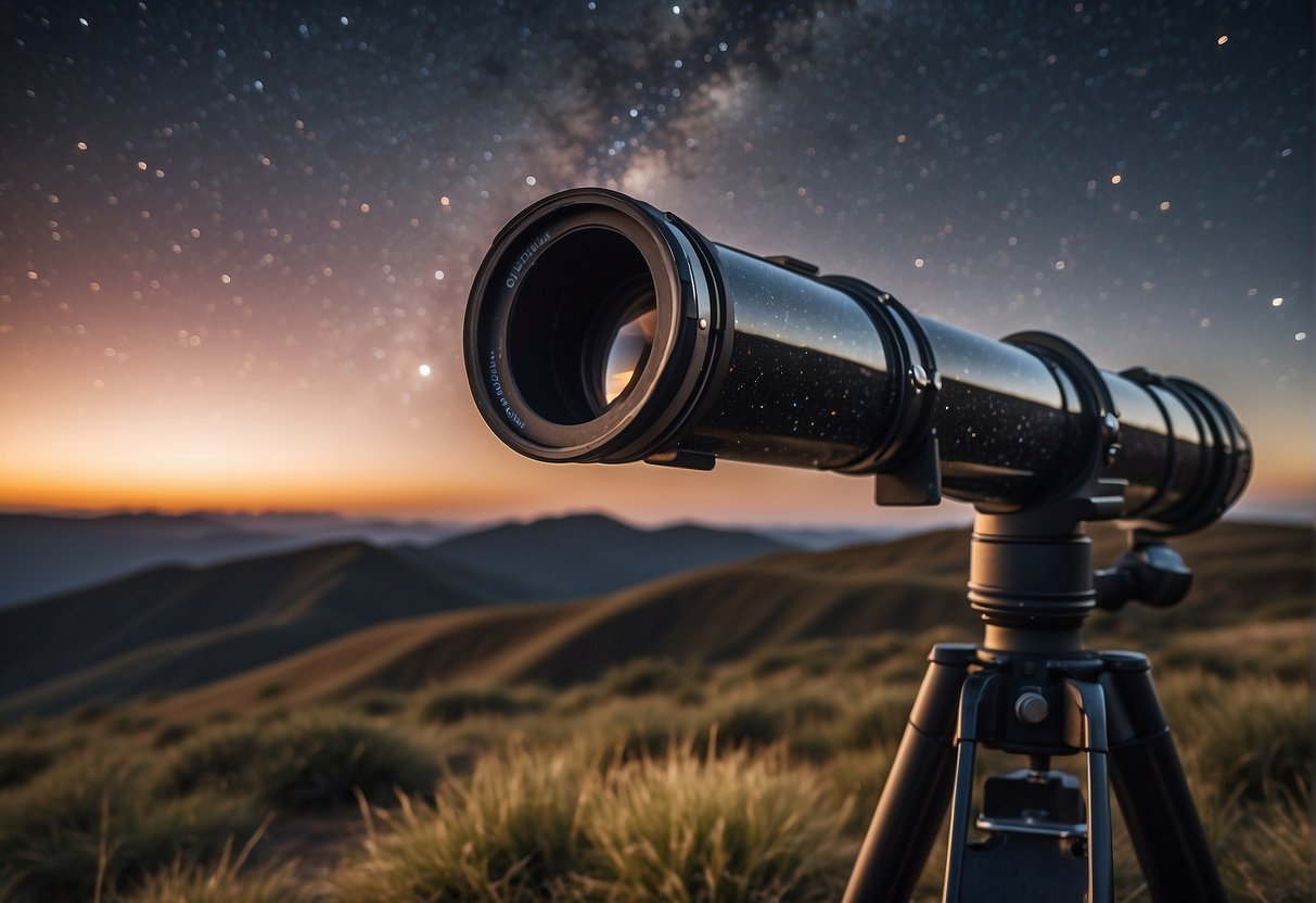 A telescope points towards a starry sky, capturing the vastness of the universe. A camera sits nearby, ready to capture the awe-inspiring images