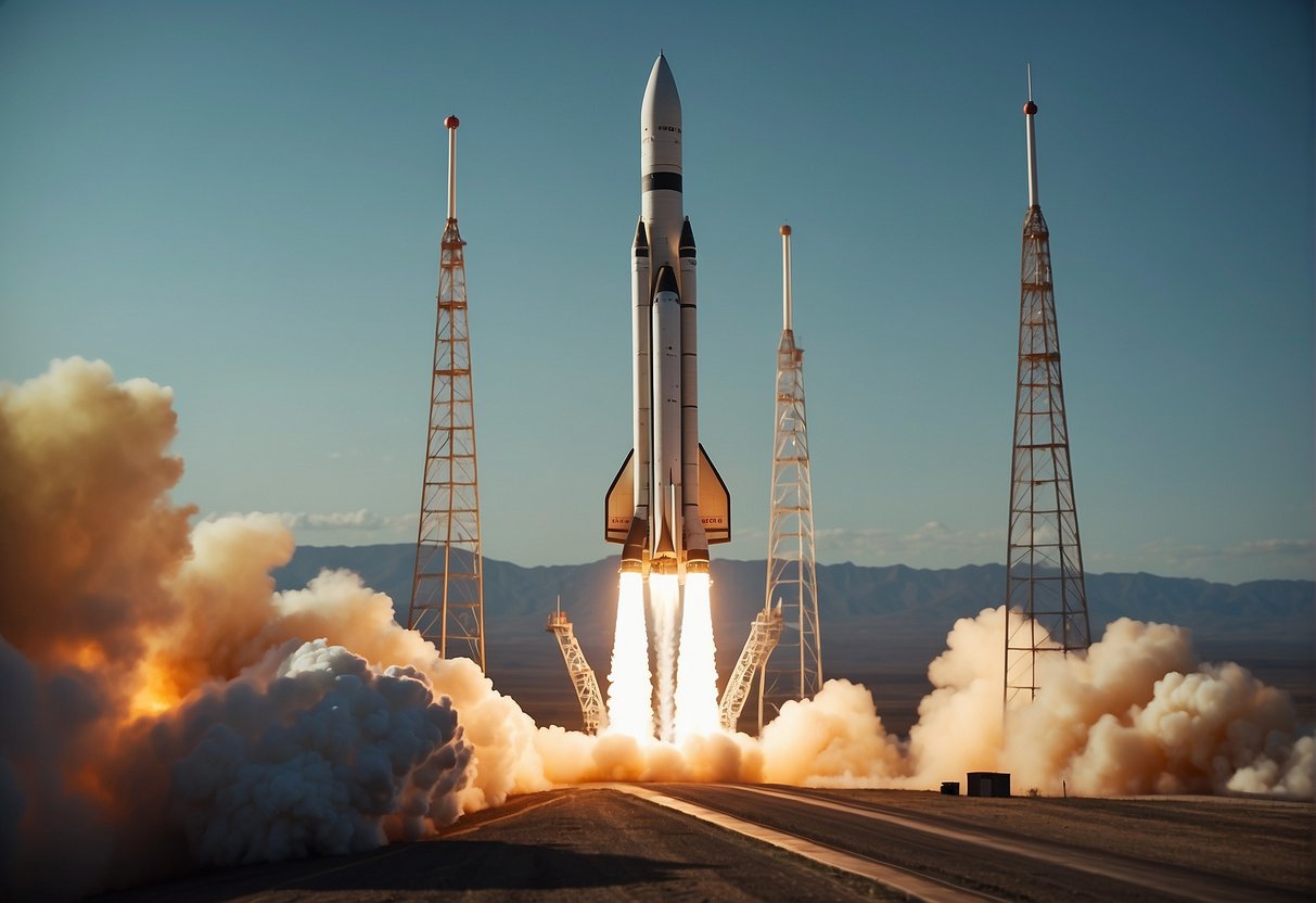 A rocket launches into space, facing challenges and risks. The future of human spaceflight is uncertain, with predictions for the next decade