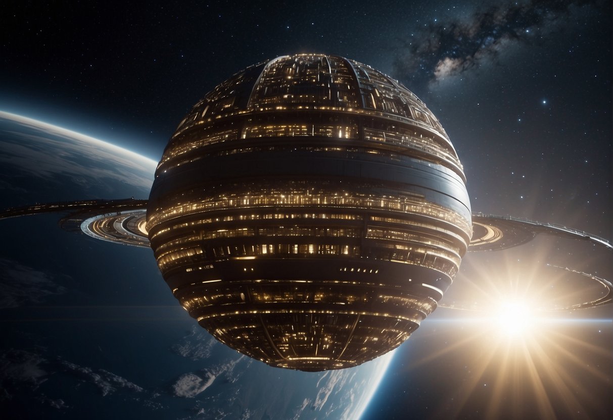 A massive alien megastructure looms in the vast expanse of space, challenging humanity's understanding of the universe. Its intricate design sparks curiosity and debate among scientists and enthusiasts alike