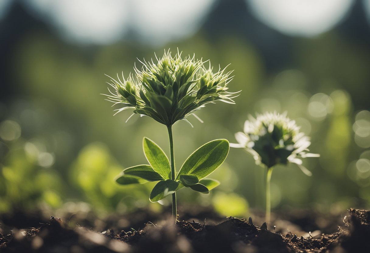 A wilted plant next to a thriving one, symbolizing the stagnation and lack of growth that comes with getting back with an ex