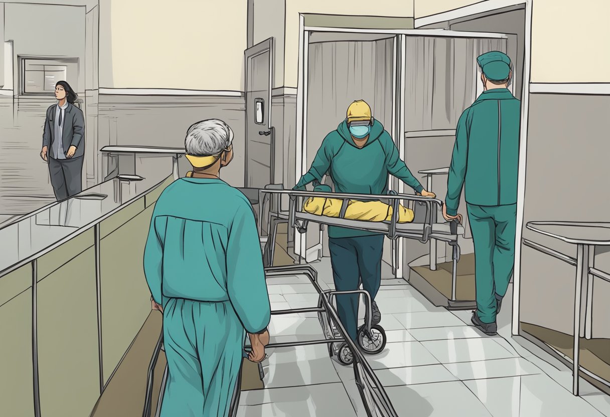 A person being taken to a mental health facility against their will, as mandated by the law on involuntary hospitalization