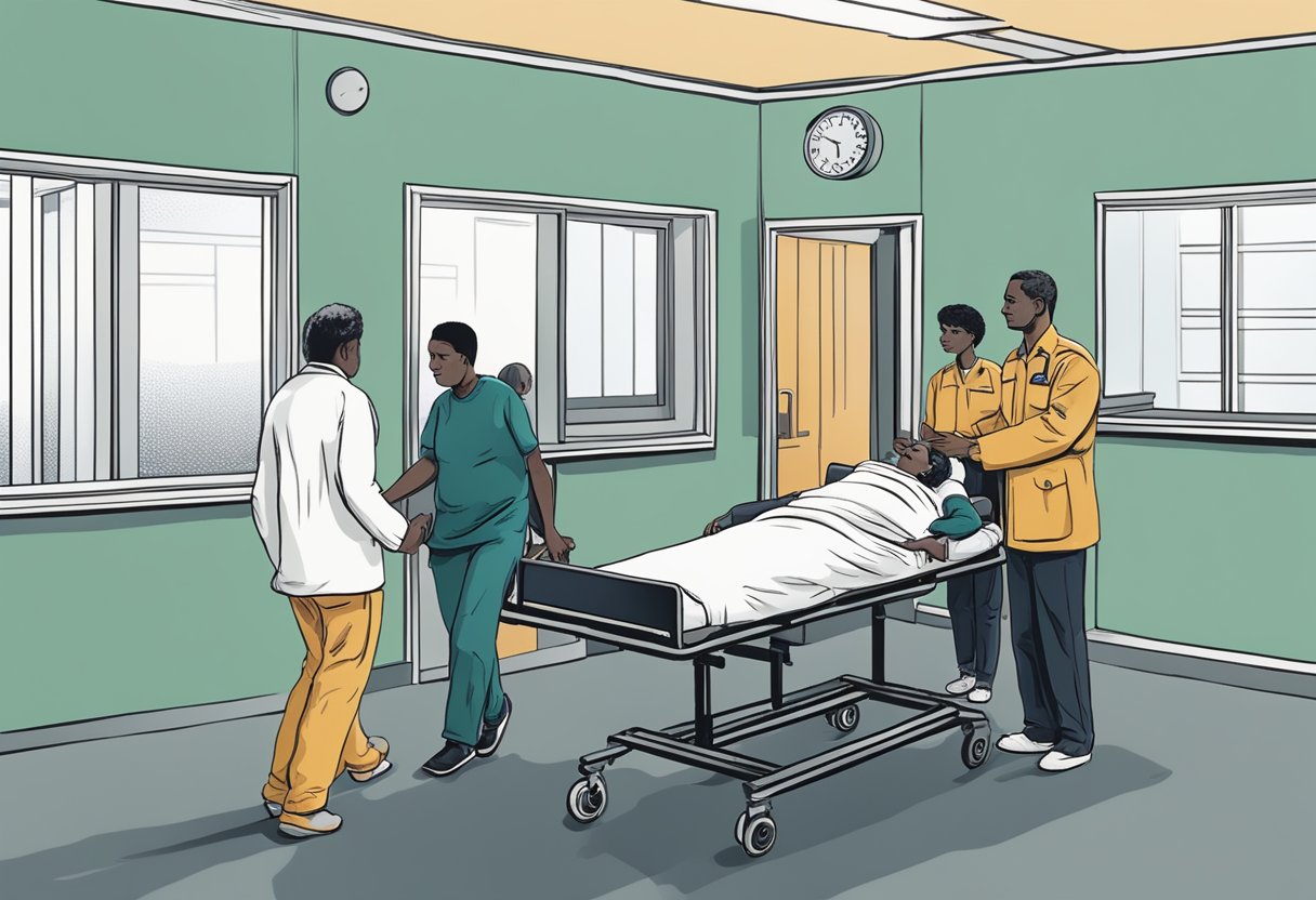 A person being taken against their will to a mental health facility by authorities under the Involuntary Hospitalization Law