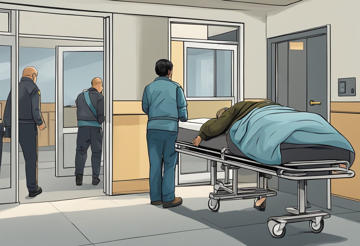 A person being taken against their will into a mental health facility by authorities, as mandated by current legislation