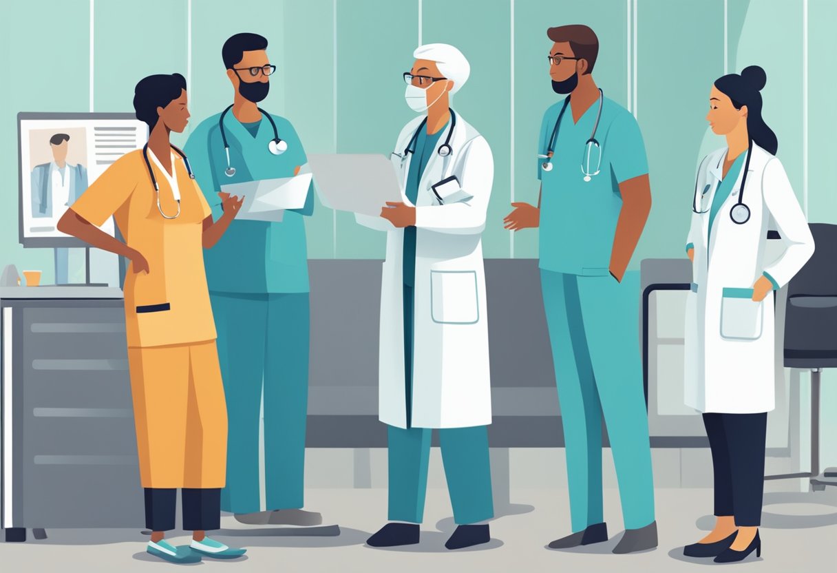 Como Conseguir Internação Involuntária Gratuita: Guia Prático de Acesso 3 A group of professionals discussing the criteria for involuntary hospitalization in a healthcare setting