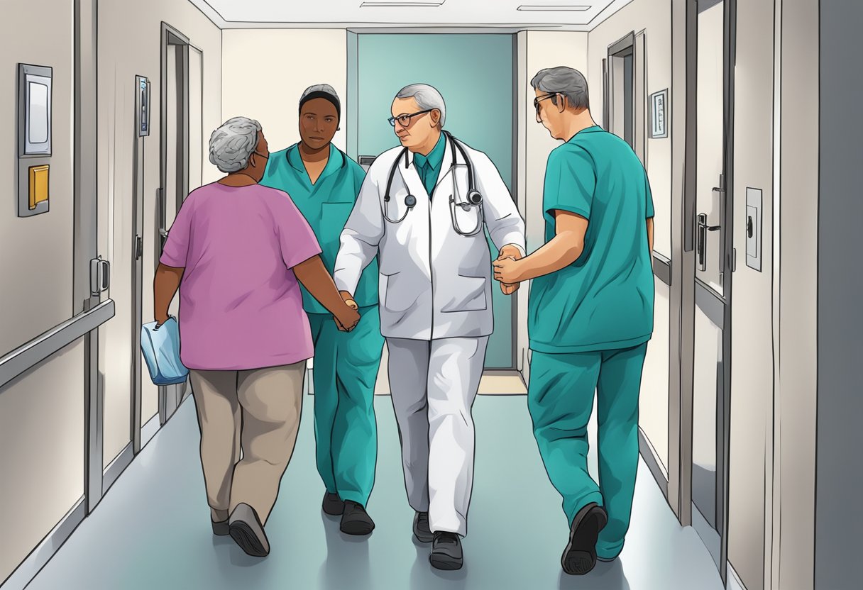 Como Conseguir Internação Involuntária Gratuita: Guia Prático de Acesso 6 A person being escorted into a mental health facility by medical professionals