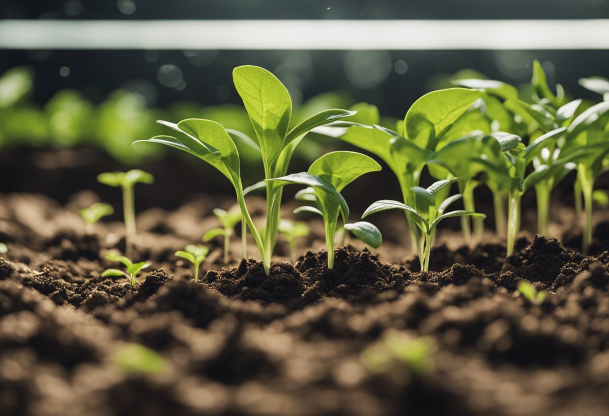 Lush green plants thriving in soil. A scientist testing soil samples with tools. Banner reads "Why Soil Testing is Essential for Your Plants' Success"