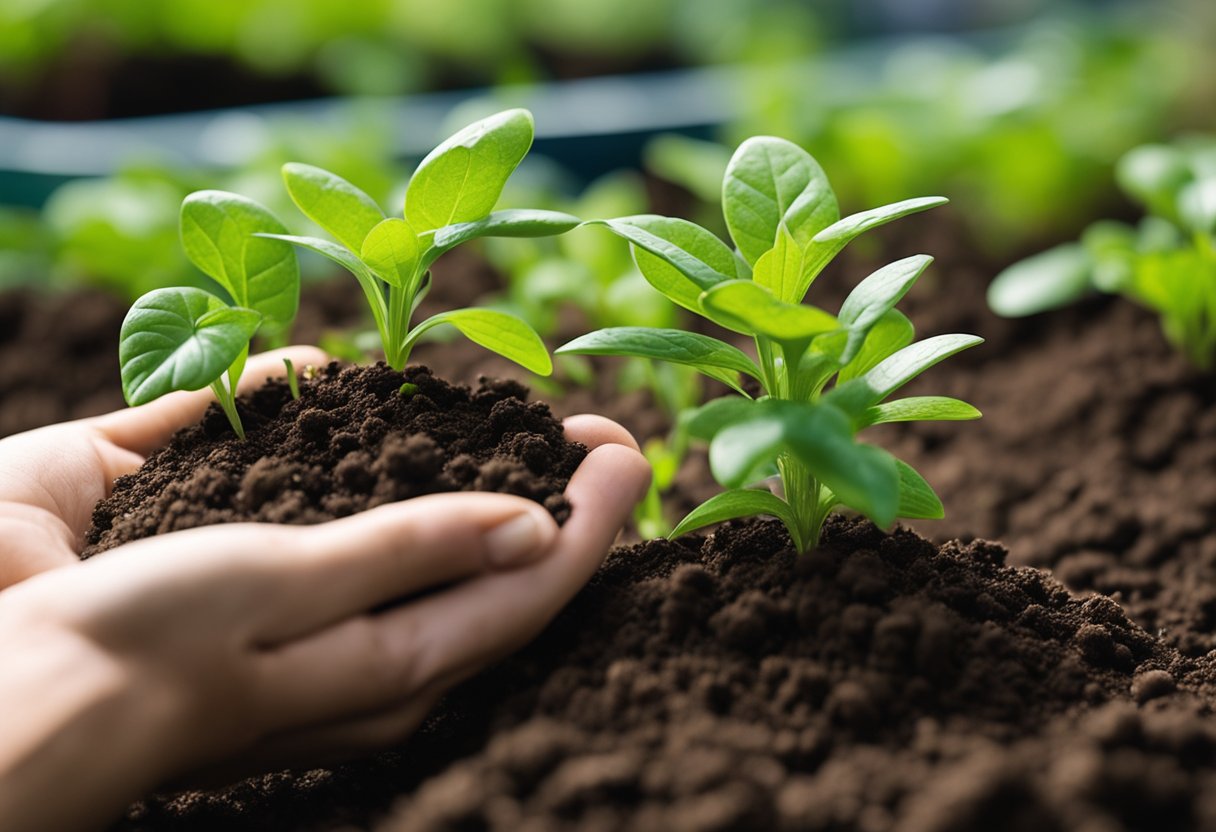 Lush green plants thrive in soil tested for success. Testing equipment and vibrant plants showcase the importance of soil testing for plant health