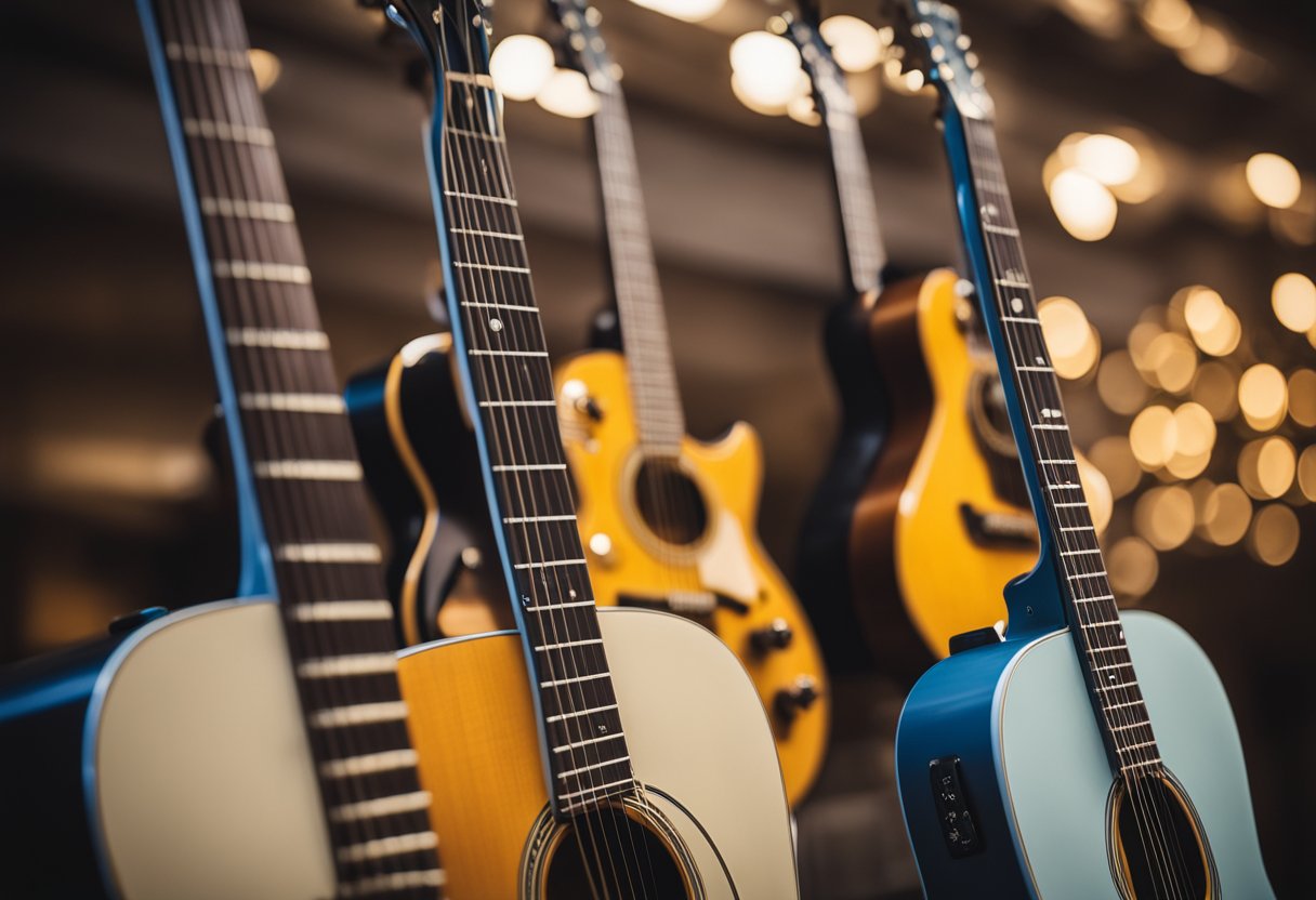 A guitar surrounded by various affordable models, showcasing their recommended cost-effectiveness