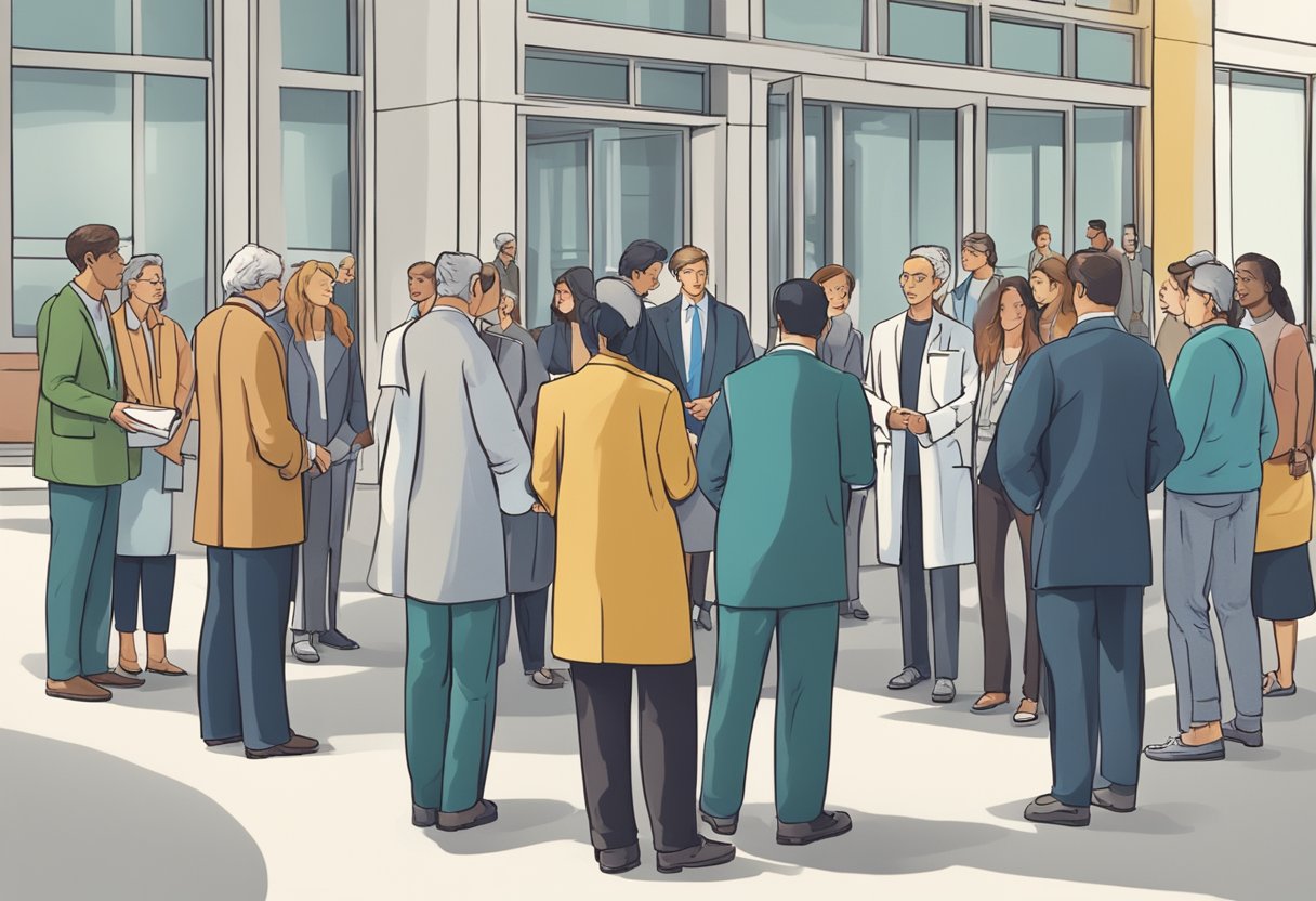 Lei de Internação Involuntária: Entenda o Processo e Direitos do Paciente 3 A group of people discussing involuntary hospitalization law in a public setting