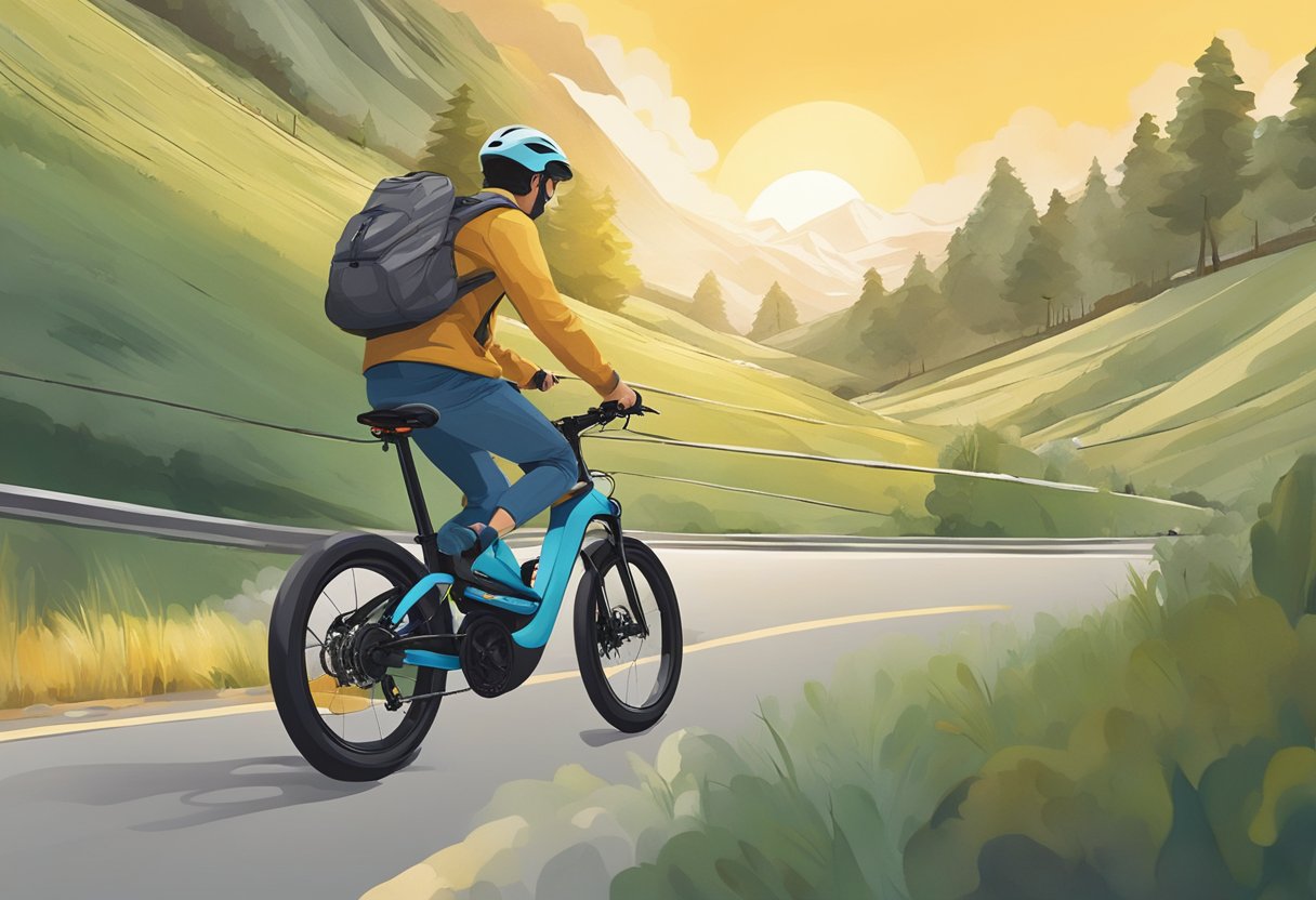 A 750w ebike zooms down a winding road, with the wind blowing through its rider's hair as the scenery blurs by