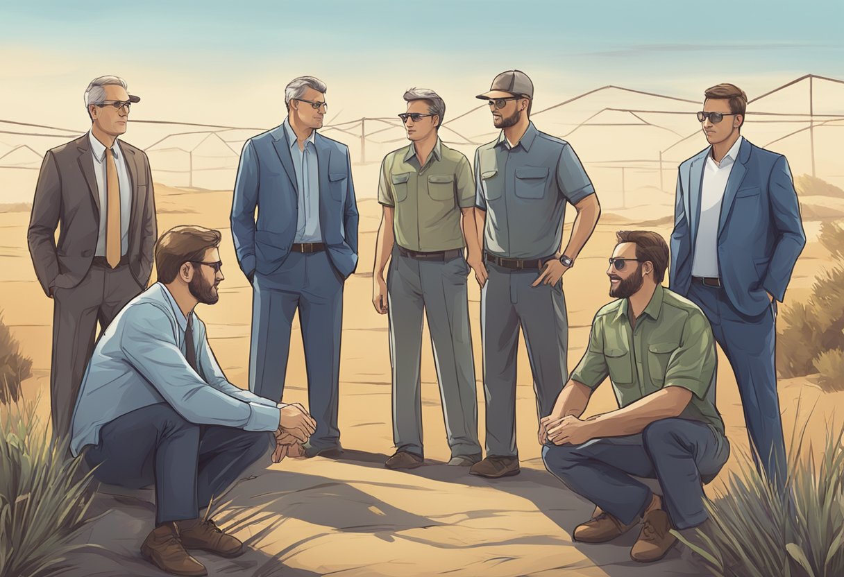 A group of strategic partners and suppliers gathered in a protected area for businesses