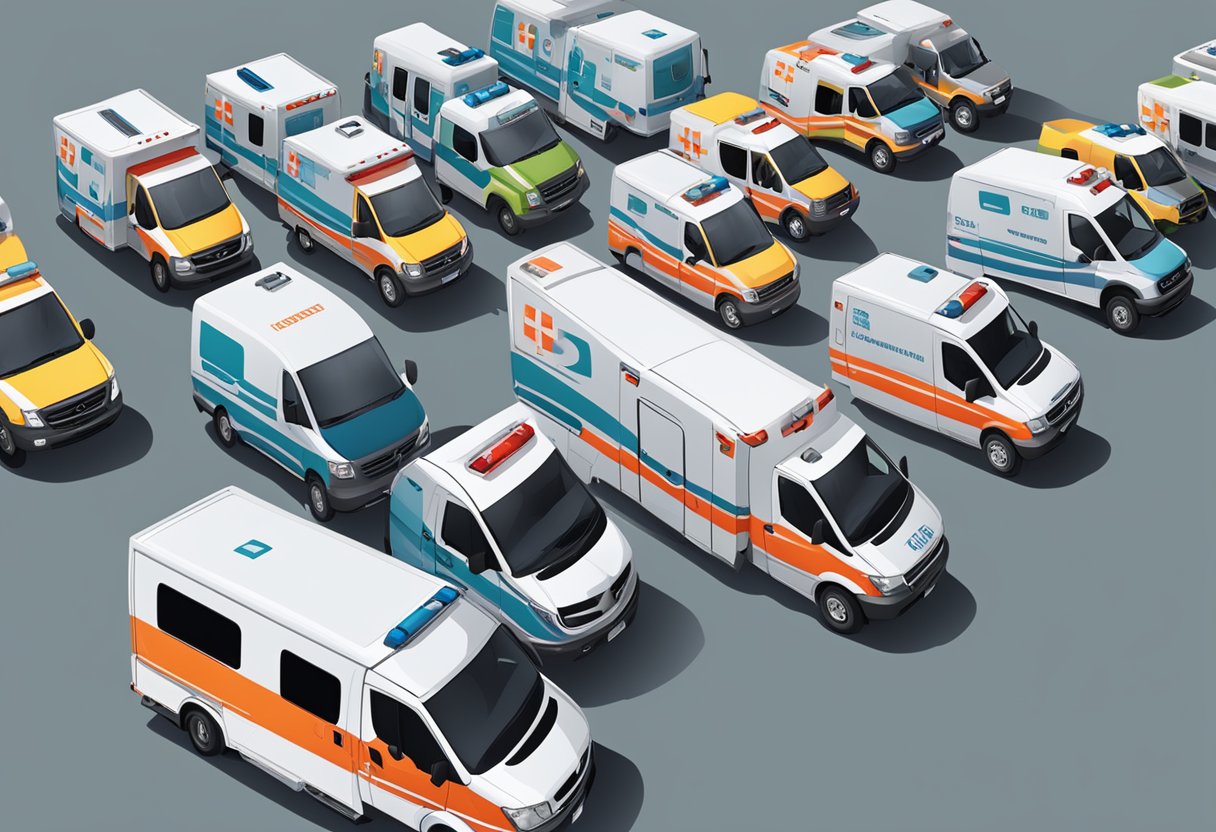 A fleet of ambulances being deployed and managed by a company