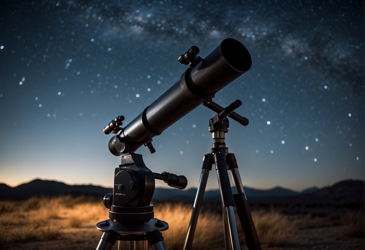 A telescope points towards the night sky, capturing distant stars and galaxies. A stack of space documentaries sits nearby, ready to be streamed
