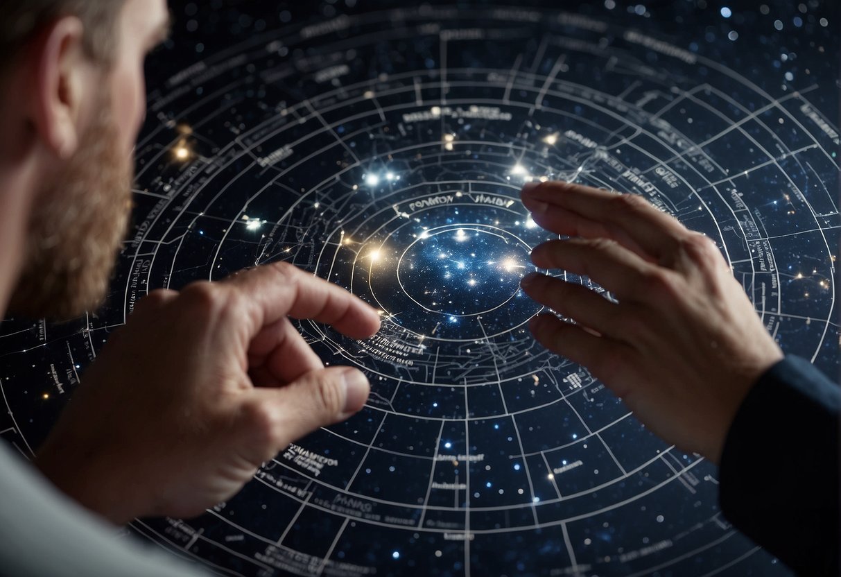 A hand presents a custom star map to another hand. The map showcases a personalized cosmic moment, with stars and constellations