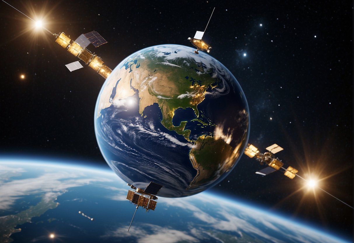 The Role of Satellites in Everyday Technology - Satellites orbiting Earth, beaming signals to GPS devices, cell phones, and TVs. Communication and navigation technology rely on these orbiting objects
