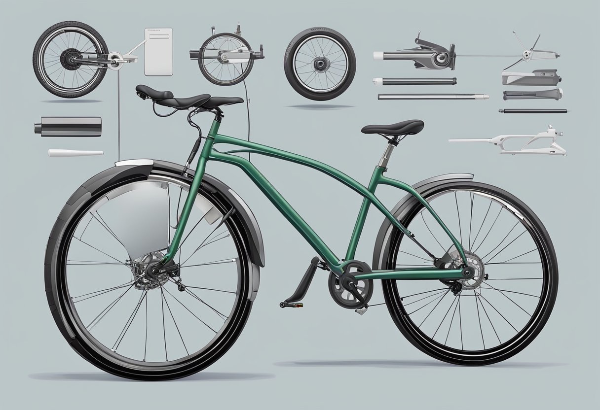 A sleek, well-maintained bicycle is being converted into an e-bike with precision and care, showcasing the process of performance and maintenance