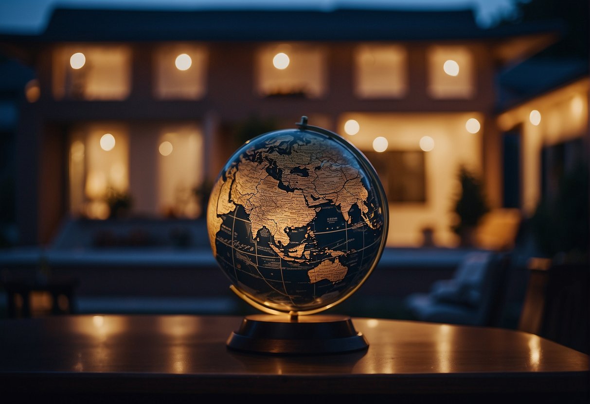 A person using a modernized celestial globe to navigate the night sky from their living room