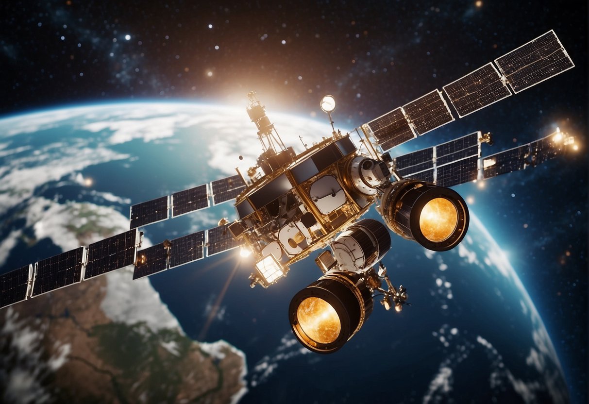 Satellites orbiting Earth, beaming signals to and from the planet. A network of communication in space, connecting the world