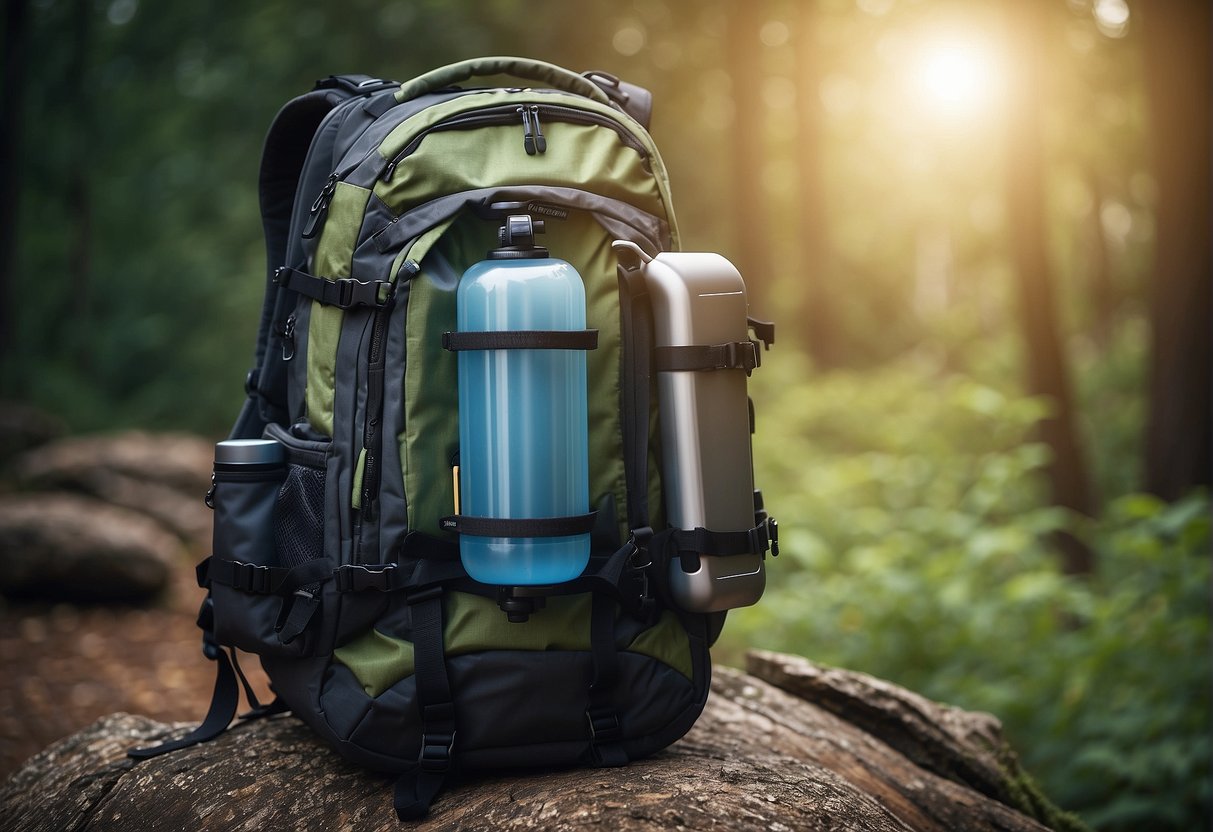 Portable Life Support Systems A backpack with built-in oxygen tank, water purifier, and emergency supplies
