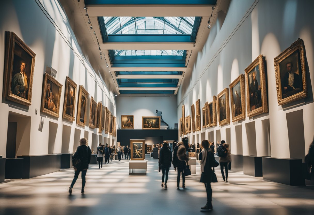 Ein lebhaftes Kunstmuseum in Berlin, Deutschland, gefüllt mit lebendigen Ausstellungen und den Werken verschiedener Künstler