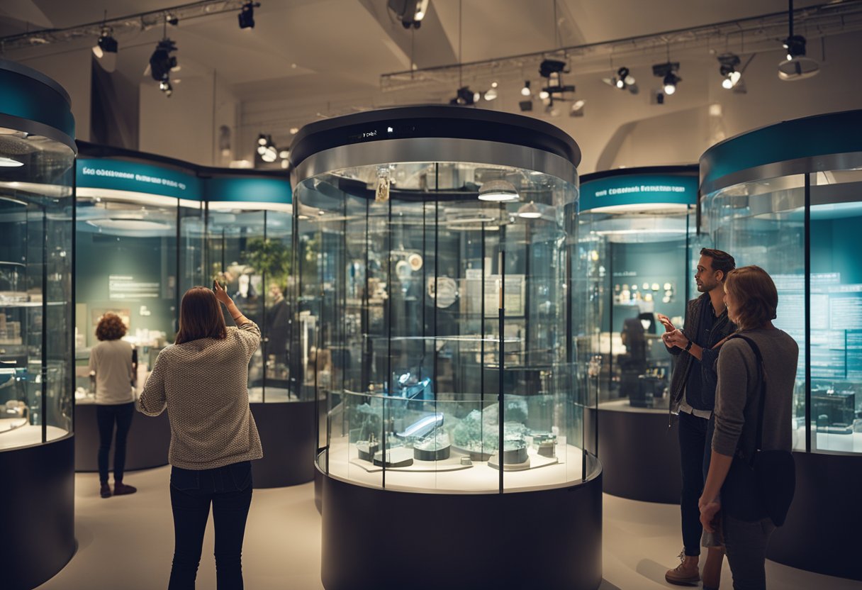 Besucher erkunden die interaktiven Exponate im Wissenschaftsmuseum Berlin und nehmen an praktischen Aktivitäten und pädagogischen Workshops teil