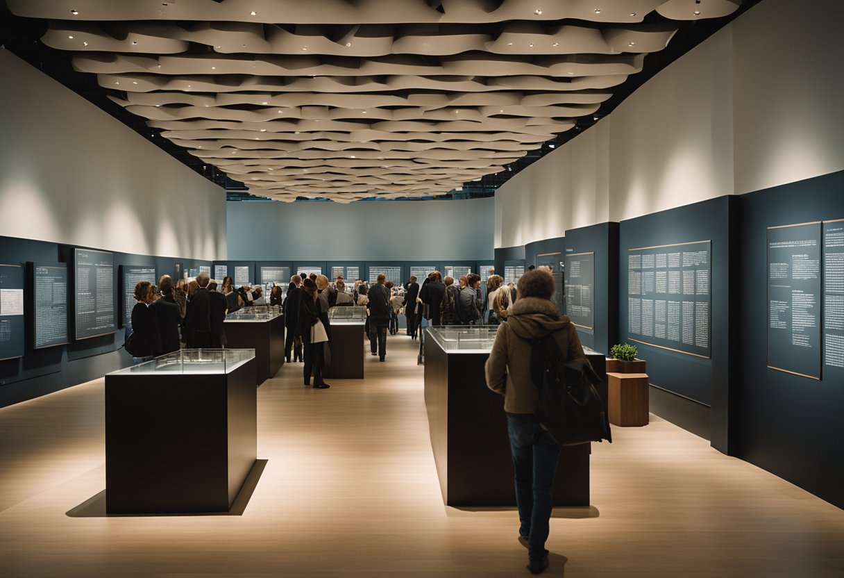 Visitors explore exhibits and attend events at the Holocaust Museum in Berlin, Germany