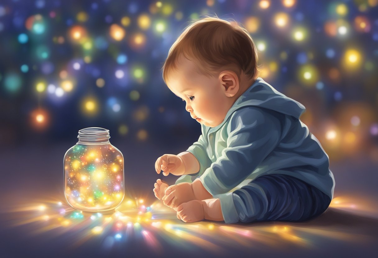 A baby fixates on bright lights, a potential sign of autism