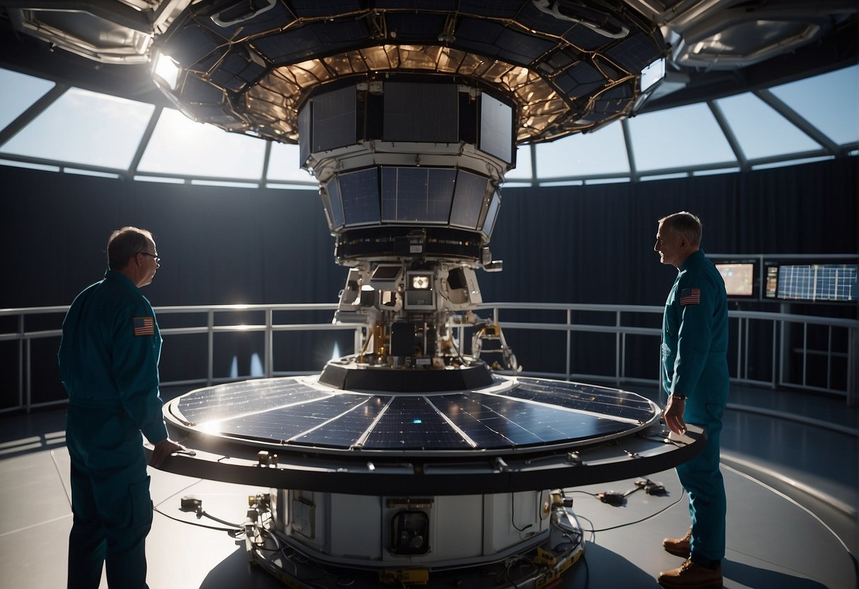 The solar arrays extend from the spacecraft, unfolding and locking into place. Engineers monitor the deployment process from mission control, ensuring the panels are fully extended and properly aligned