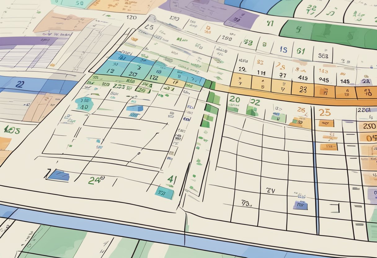 A table with financial charts, a calendar showing March 2024, and astrological symbols for finance and economics