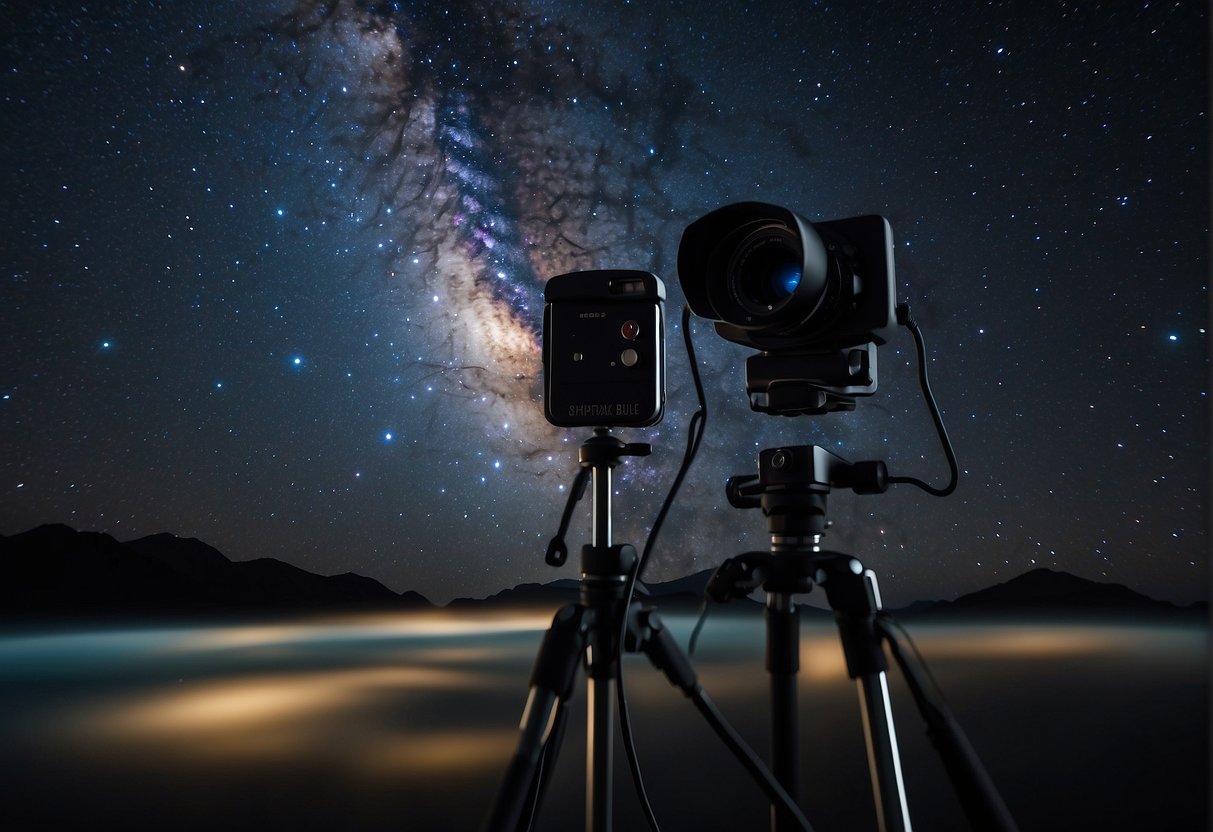 A camera hovers in the void, capturing the vast expanse of the cosmos. Stars twinkle in the distance, while galaxies swirl in a mesmerizing dance. The camera's lens reflects the infinite beauty of space