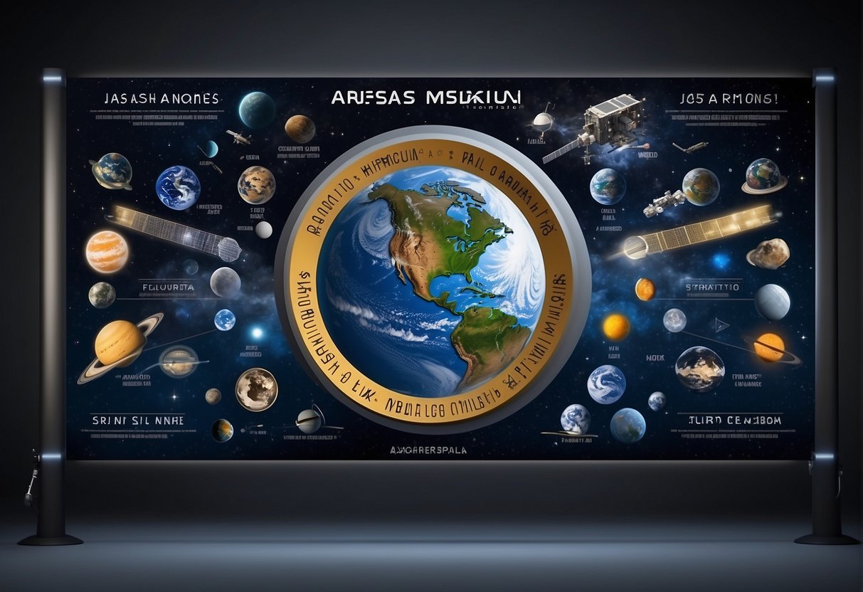 A group of powerful companies collaborate to support NASA's Artemis missions, symbolized by their logos and names displayed prominently on a large banner