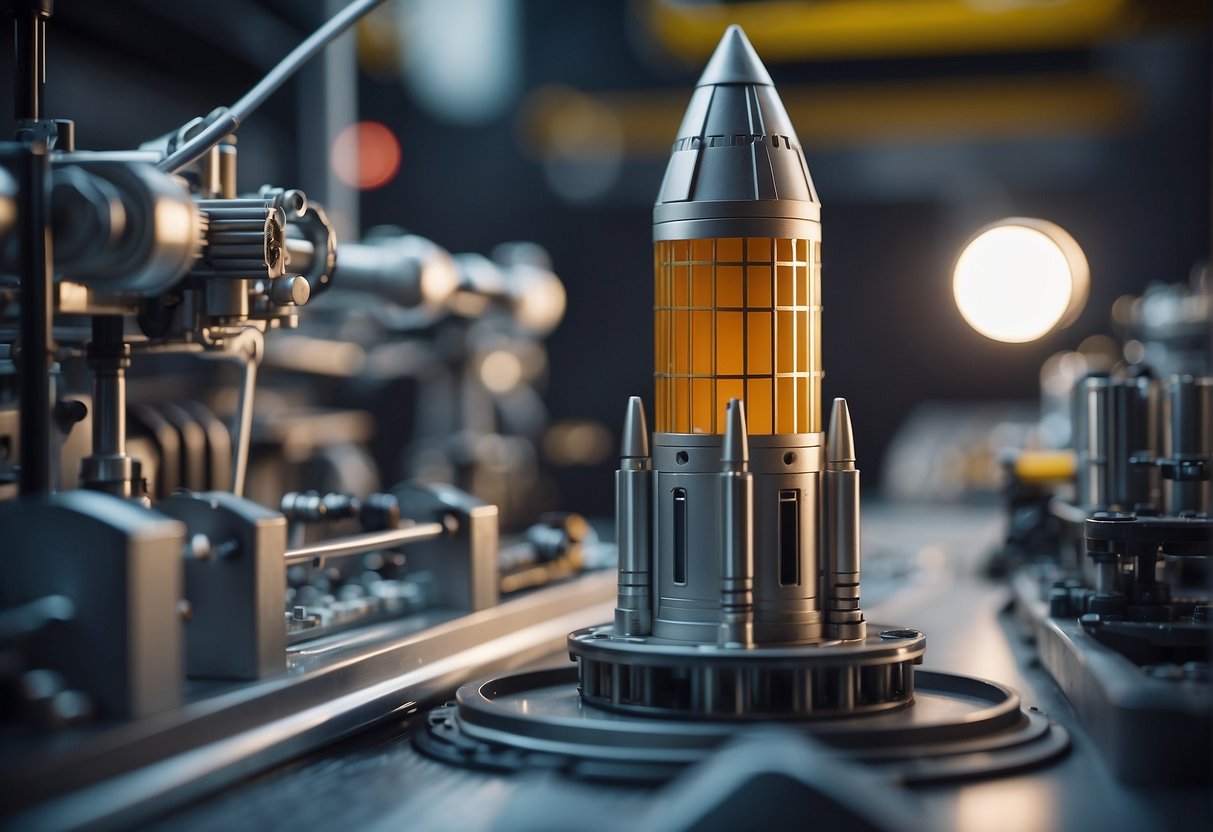  Modern Rocket Manufacturing - A rocket being manufactured with 3D printing technology, showing intricate details and precision in the creation of complex components