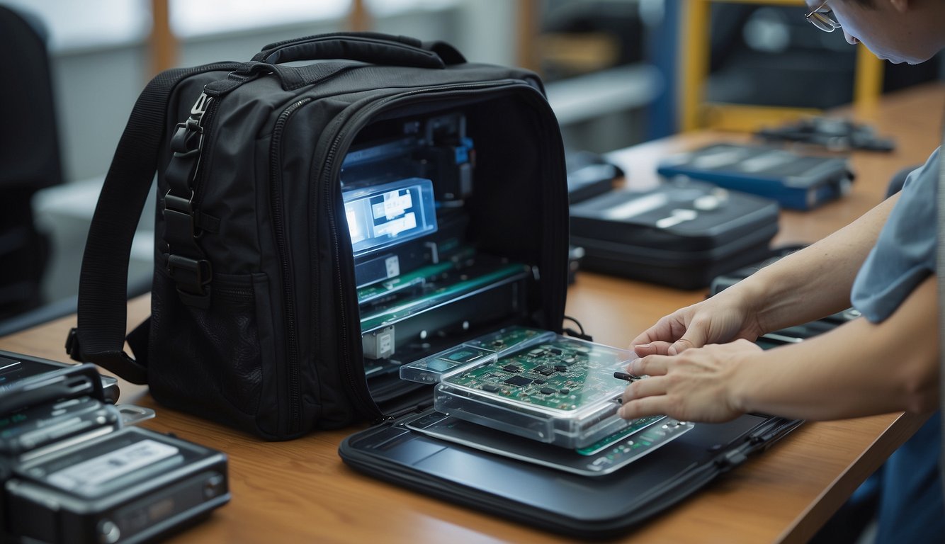 Electronics being placed into waterproof bags and cases