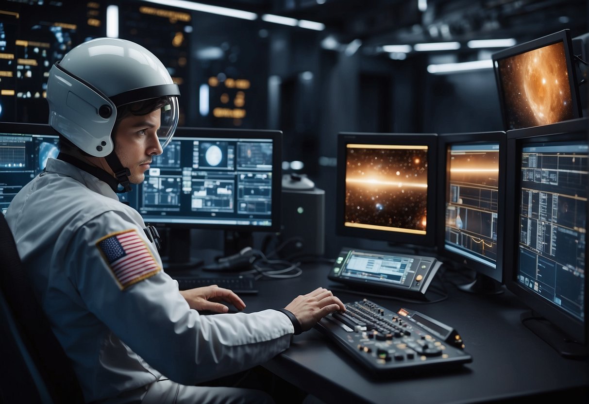 Suppliers of onboard intelligence for space missions, depicted with advanced computing equipment and technology