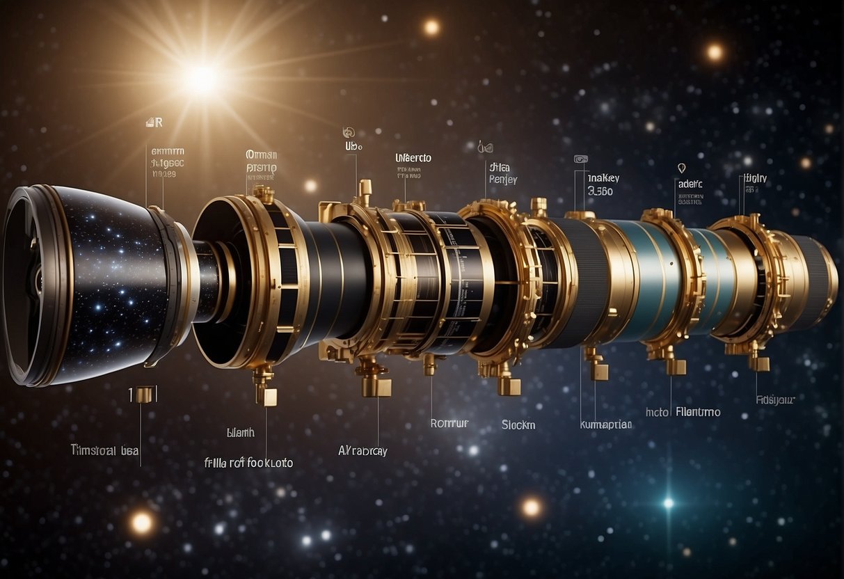 A timeline of space telescopes from past to present, showcasing the evolution of optical systems by various companies